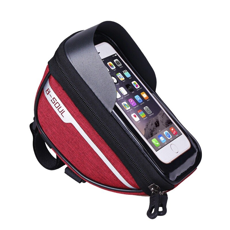 Funda de teléfono móvil impermeable de 4 colores para bicicleta, manillar, funda de teléfono móvil con bolsa, soporte de pantalla, bolsas de montaje para teléfono de 6,5 pulgadas: Red