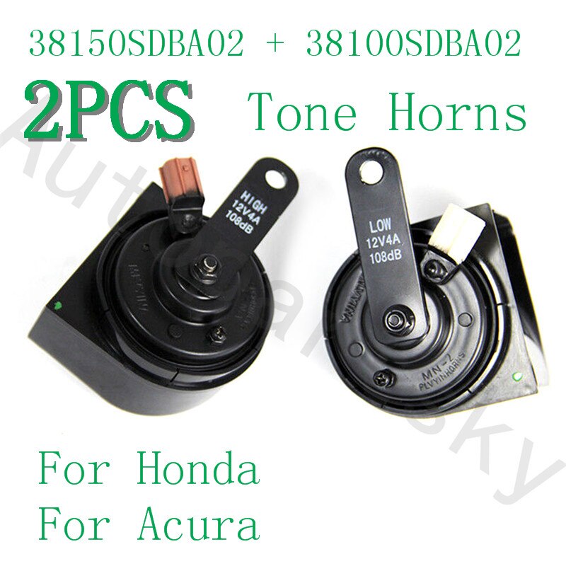 [Set Of 2PCS] Good High + Low Tone Horns 12V 4A 108dB For Honda Accord For Acura TSX / RL Part # 38150SDBA02 38100SDBA02