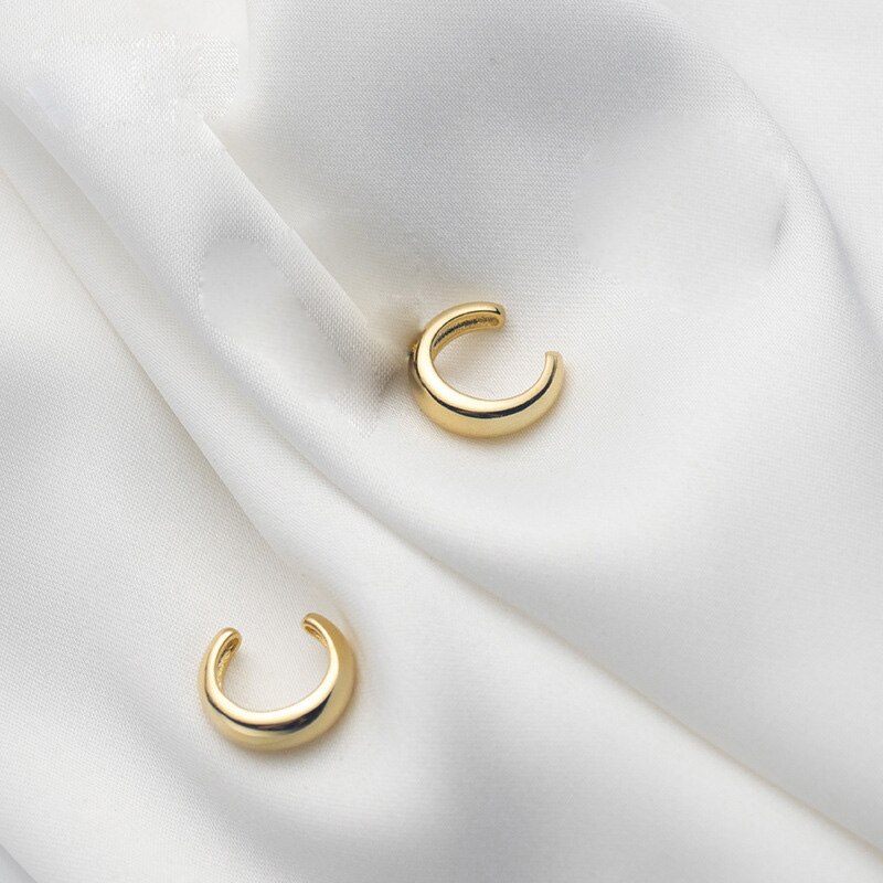 La Monada C Circle Clip On Earrings Women Hoop Minimalist Fine Jewelry 925 Sterling Silver Ear Clip Earrings For Women Korean: Gold