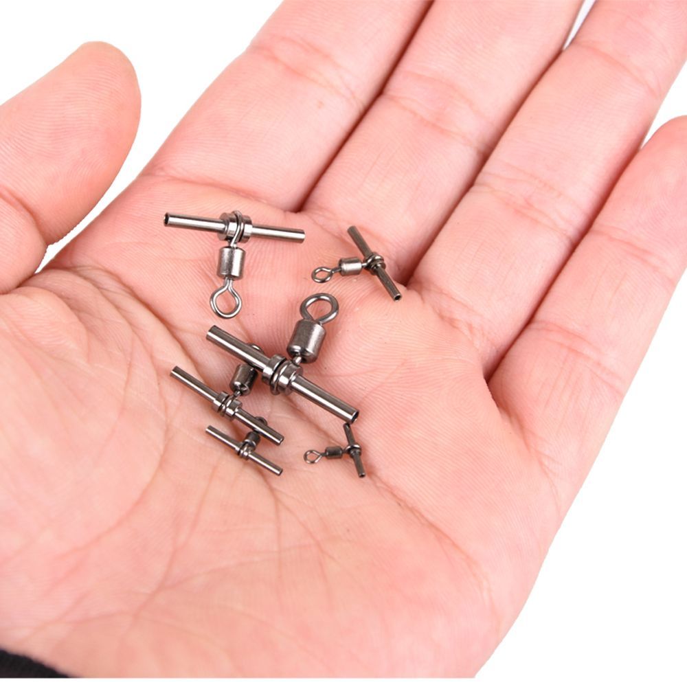 10Pcs Cross SwivelBall Bearing Fish Line Rolling Swivel Fishing Hook Connector Cross Line Crane Fishhook Connector