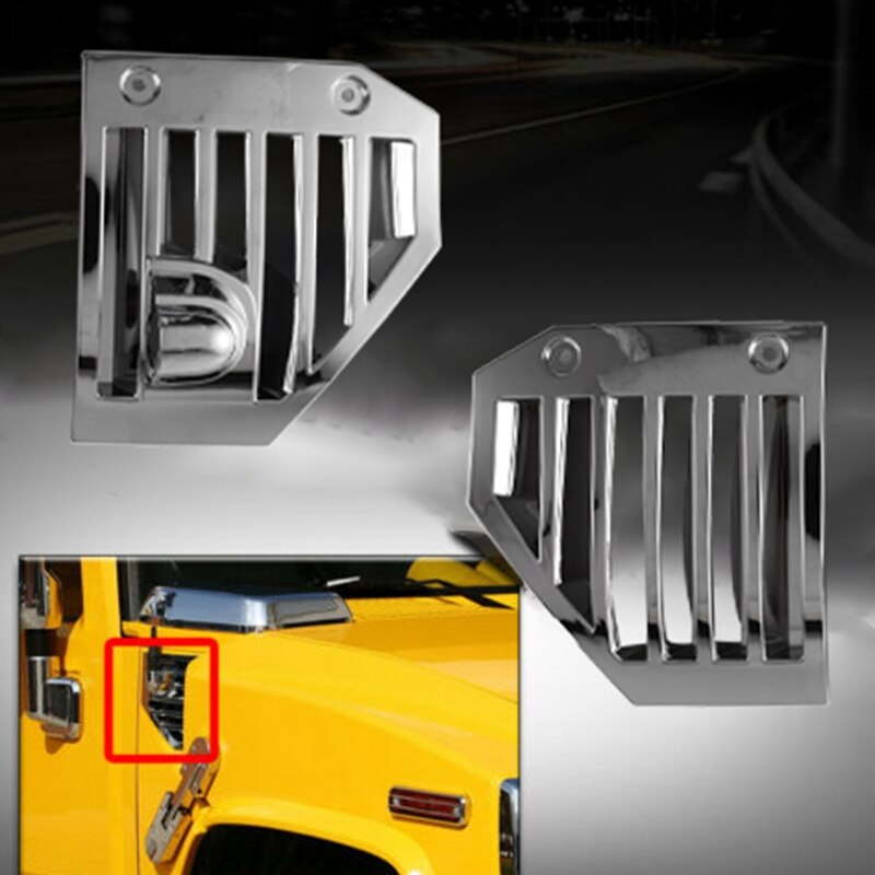 Auto Side Vent Covers Chrome Hood Intake Bezel Moulding Trim Voor Hummer H2 2006