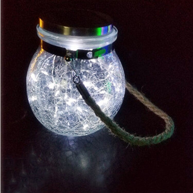 Zonne-energie buitenverlichting hangende lichtslinger met gebarsten glazen bol, landschap, patio, tuin, buitendecoratie, boomlamp: Hebben pot-wit / 2-- pack
