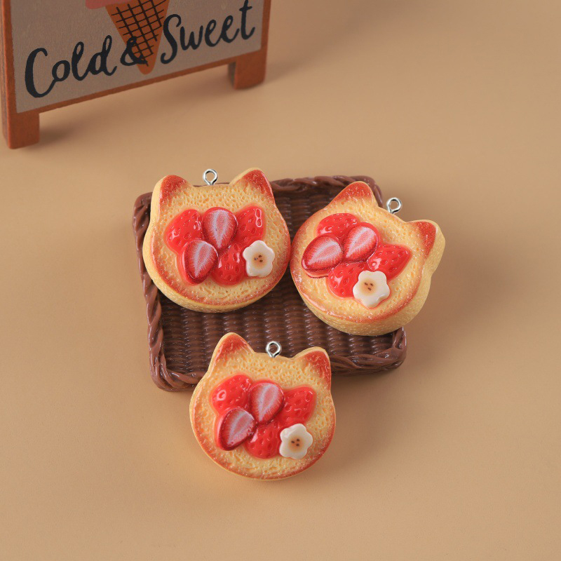 10 Uds. De bonitos dijes de resina con forma de pan, oso, conejo, forma de Animal, galletas tostadas, colgantes para pendientes, llaveros, fabricación de joyería DIY: orange