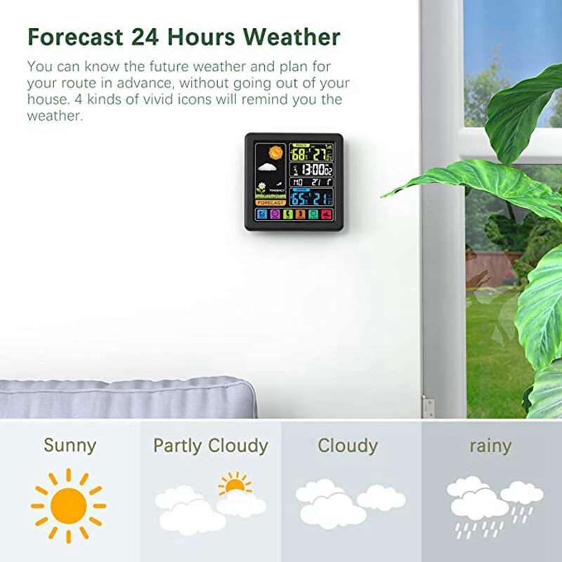 Trådløs vejrstation, indendørs udendørs termometerhygrometer med sensor, digital temperaturfugtighedsmonitor