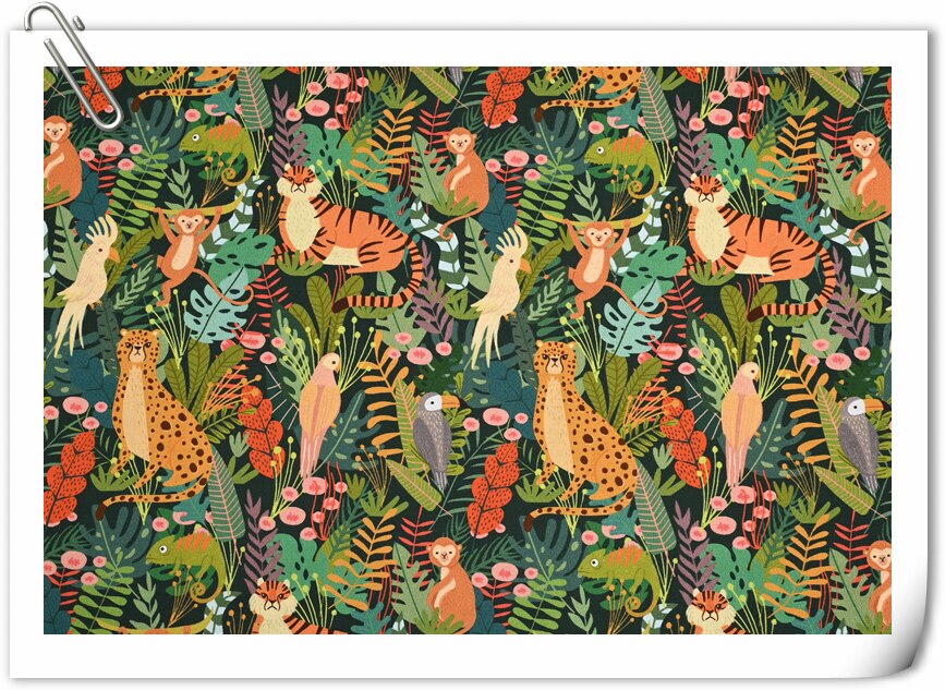 wide110cm Cotton Fabric jungle animal leopard Print For Child Cloth Patchwork Sewing DIY Dress Home Decor Fabric Material