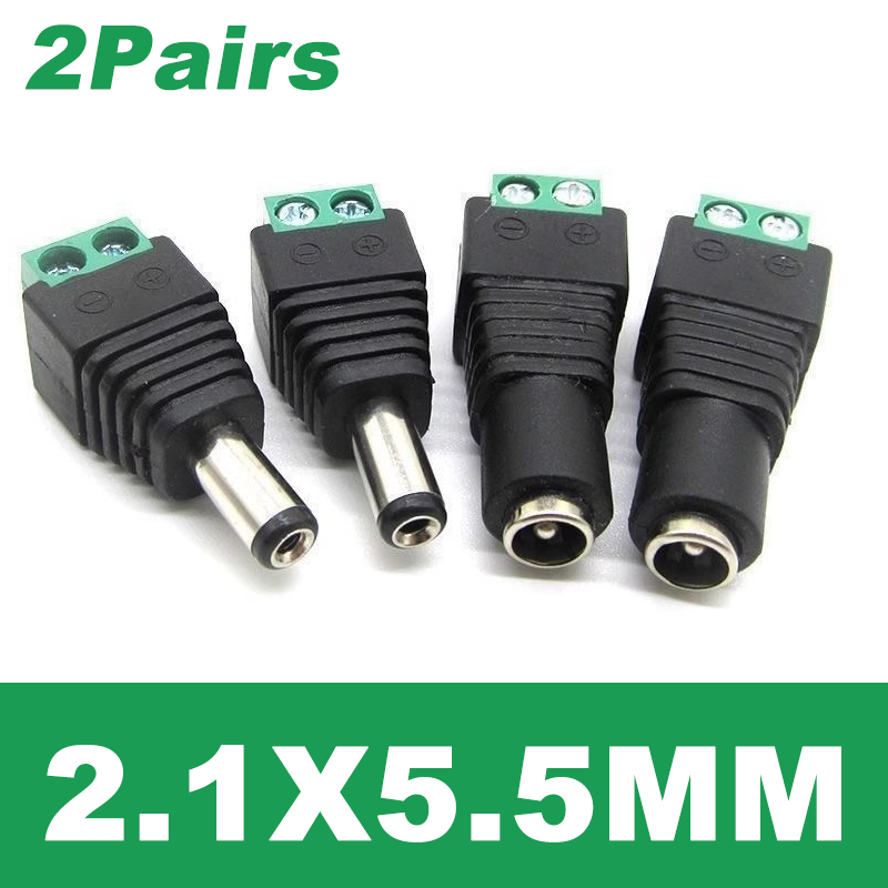 4 Uds 12V DC conector de alimentación Jack macho hembra enchufe barril 2,1mm * 5,5mm adaptador de enchufe CC 2,5mm: Verde militar