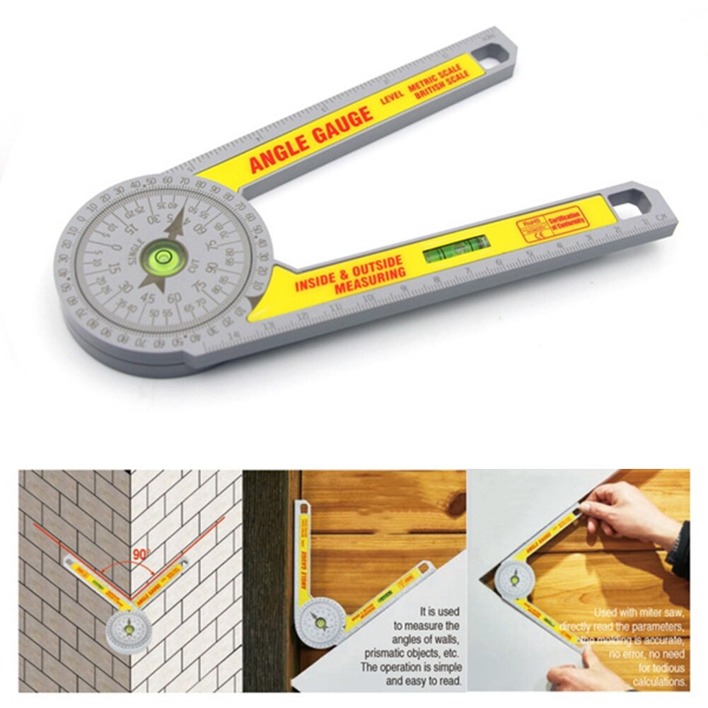 360 Graden Verstekzaag Gradenboog Met Waterpasbel Hoge Nauwkeurigheid Hoekzoeker Gauge Goniometer Meten Ruler Tool