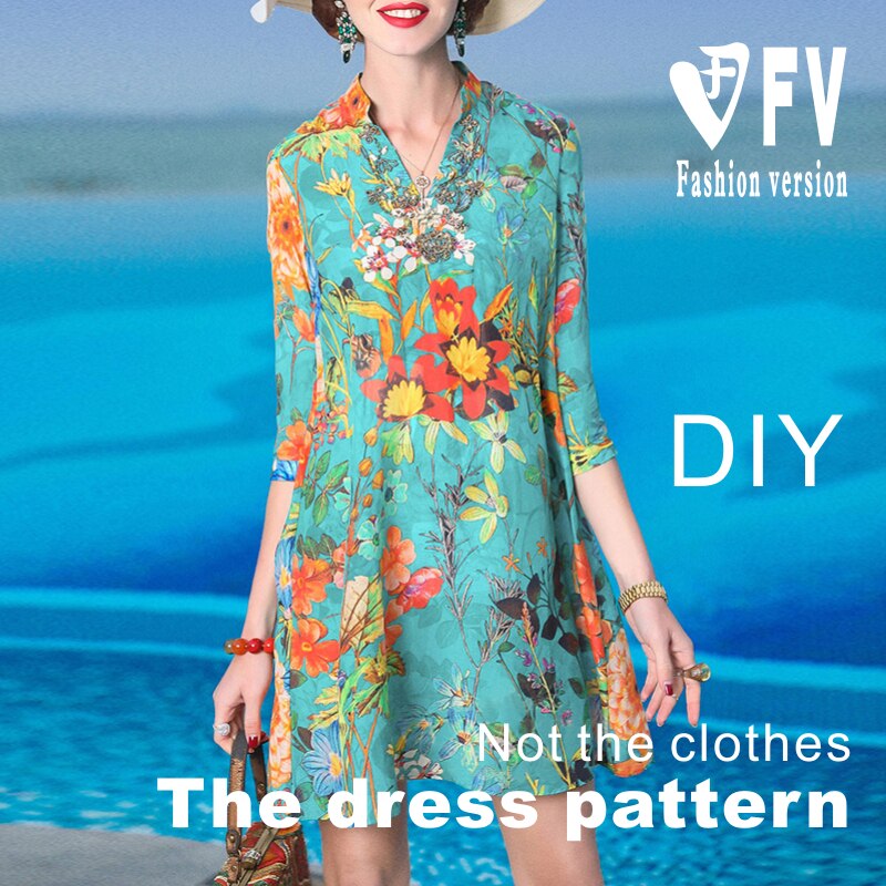 Summer skirt pattern women's small V-neck dress garment sewing drawings pattern making BLQ-372