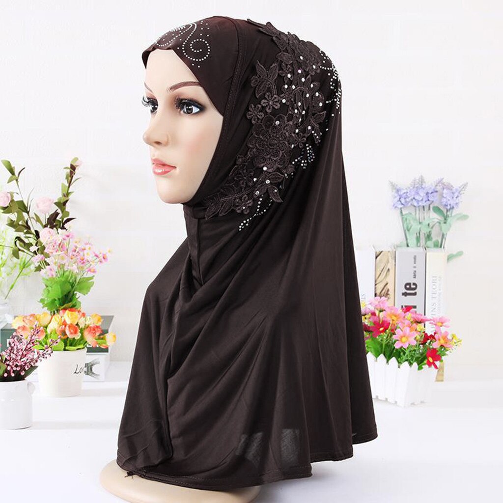 Hijab Double Boucle Sans Lacet Écharpe S'arrêter Crêpe Pratique Châle Foulard: CO