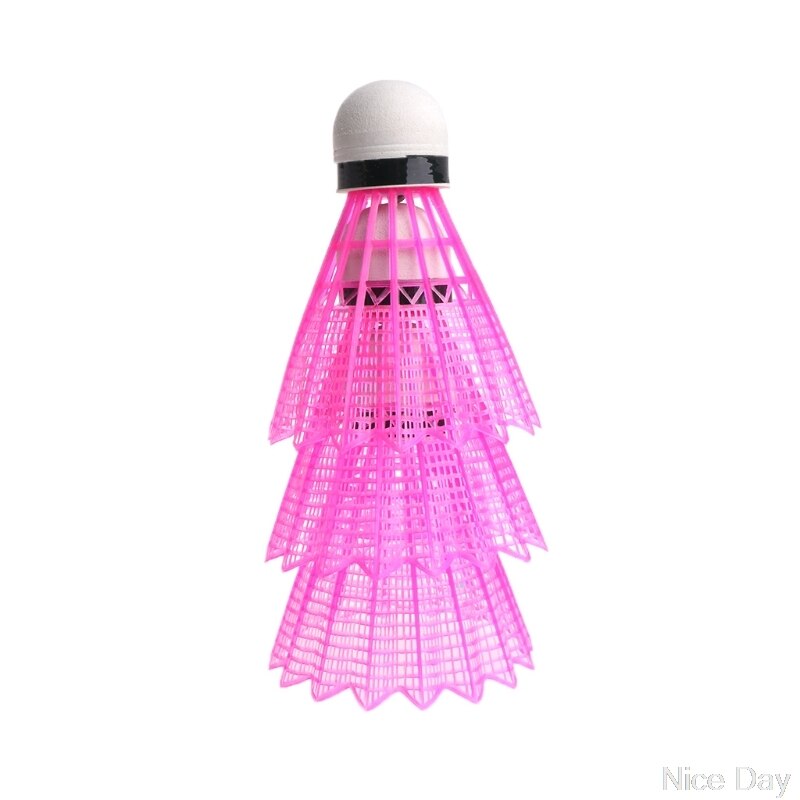 3 stk mørk nat ført glødende lys op plast badmintonbolte farverige belysningskugler indendørs og udendørs  my18 20: Lyserød