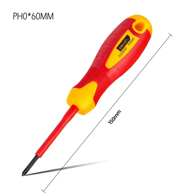 Deli 1 st spår-/phillips-isolerad skruvmejsel 1000v vde-skruvmejsel multifunktionell elektriker bärbara reparationshandverktyg: Grön