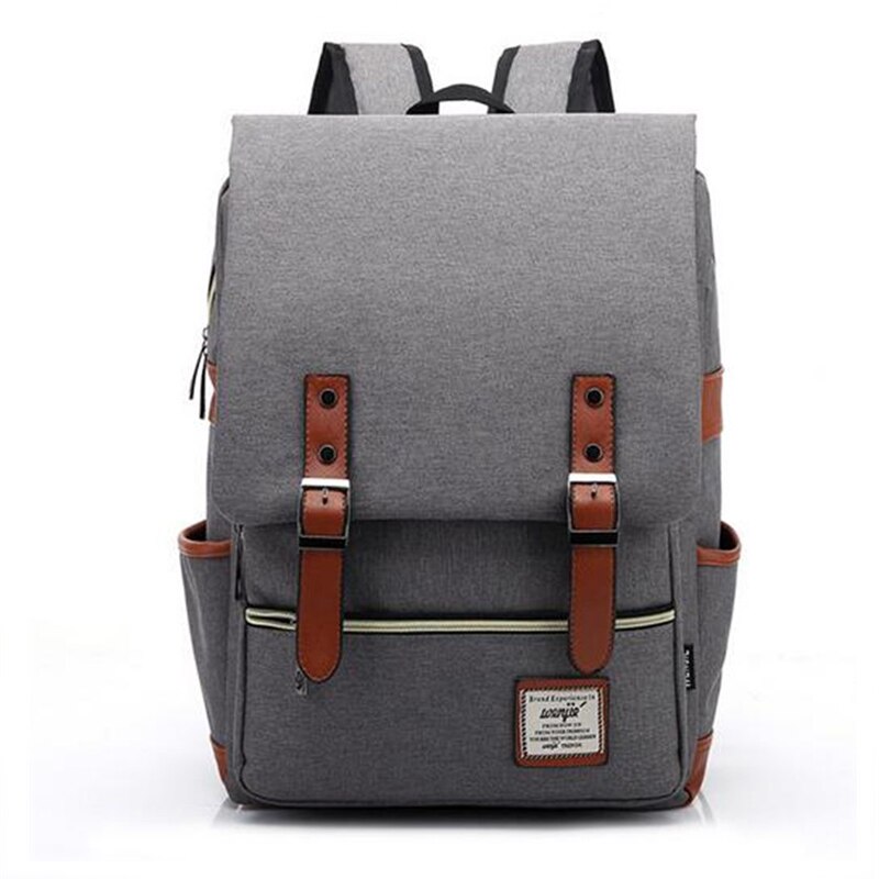 Canvas Daily Backpacks for Laptop Large Capacity Computer Bag Casual Student School Bag packs Travel Rucksacks: Gray