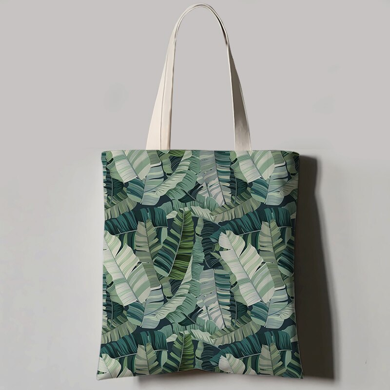 Turtle Leaf Tropical Plant Printed Tote Bag For Women Canvas Bag Ladies Shoulder Bag Outdoor Casual Tote Foldable Shopping: 10