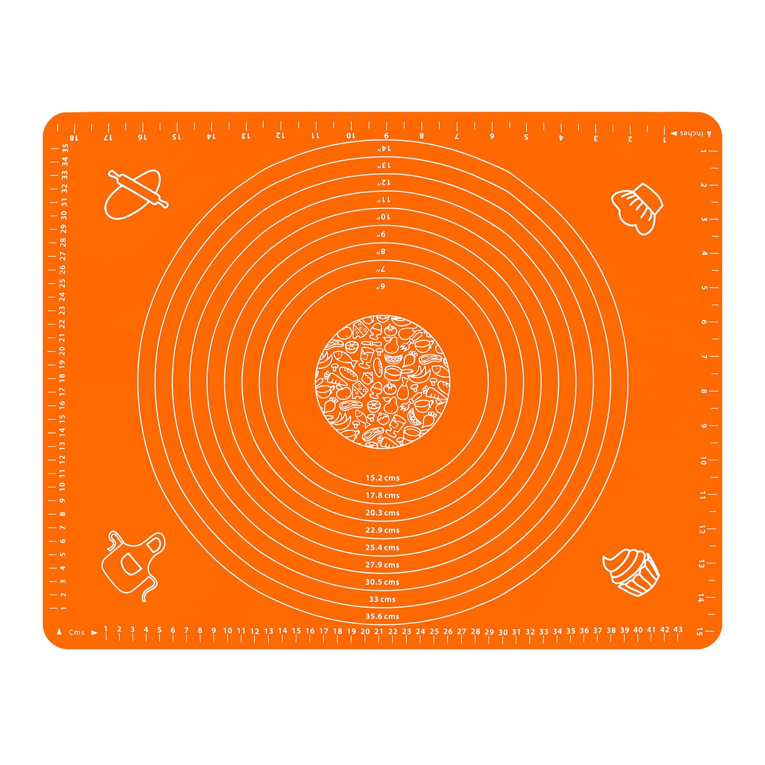 Thicken Silicone Kneading Dough Mat Scale Non-Stick Kitchen Baking Tool Cake Board Large Soft High Temperature Rolling Dough Pad: Orange