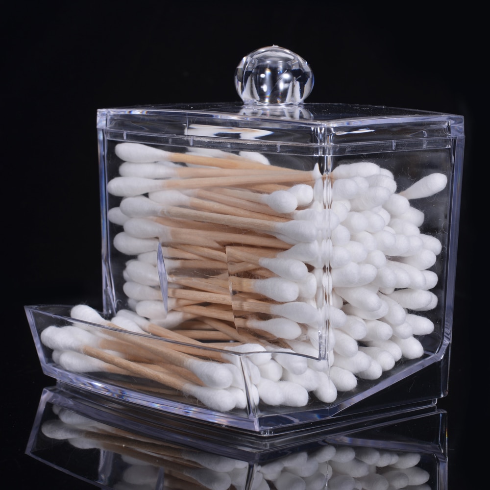 Acrylic Cotton Swabs Stick Organizer Transparent Makeup Case Cosmetic Cotton Pad Container Jewelry Storage Box Holder Candy Jars