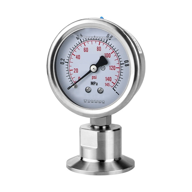 Manometer Bar/psi 1.5 inch (50.5mm) 2inch ( 64mm) Tri Clamp Diaphragm Pressure Gauge SS304 Stainless Steel Body SS316 Diaphragm