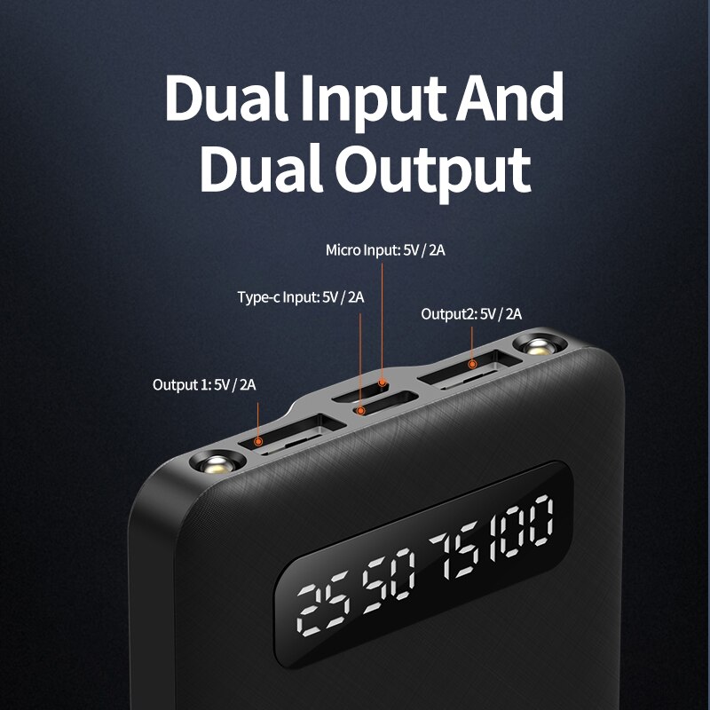 BASIKE-batería externa portátil PT69P para móvil, Powerbank de repuesto con pantalla LED de 10000mAh, para Huawei y Xiaomi