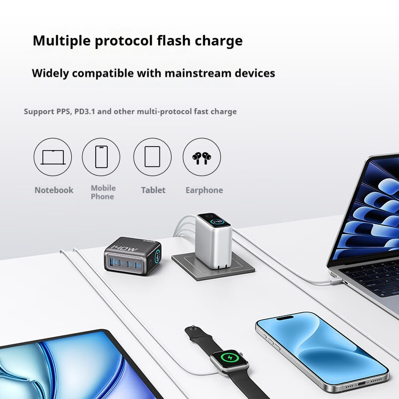 Anker zolo gan oplader ai-display scherm 140w vierpoorts snellader voor mobiele telefoons draagbare telefoonvoeding adapter origineel