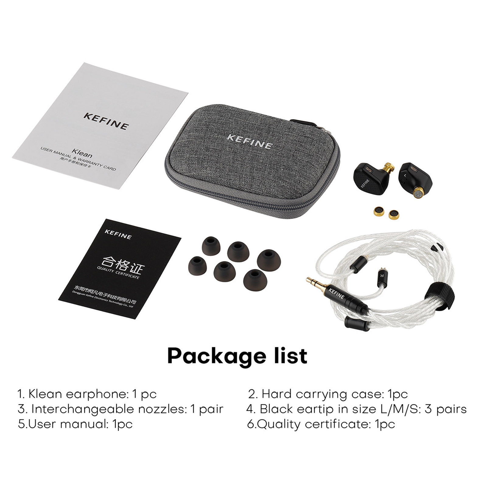 Kefine Klean 10mm membrana DLC dynamiczny sterownik IEMs słuchawki douszne Hi-Fi z dyszami i wygodnym 2-pinowym posrebrzanym kablem