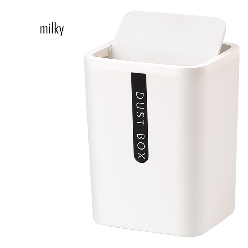 Mini Small Waste Bin Desktop Garbage Basket Home Table Plastic Office Supplies Trash Can Dustbin Sundries Barrel Box: milky