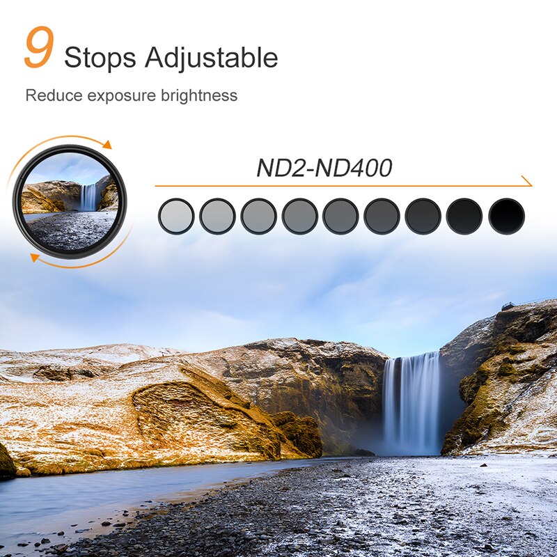 K &Ampere; F KONZEPT 49-82mm ND2 zu ND400 ND Objektiv Filter Fader Einstellbar neutral Dichte Variable 49mm 52mm 62mm 67mm 77mm 82mm