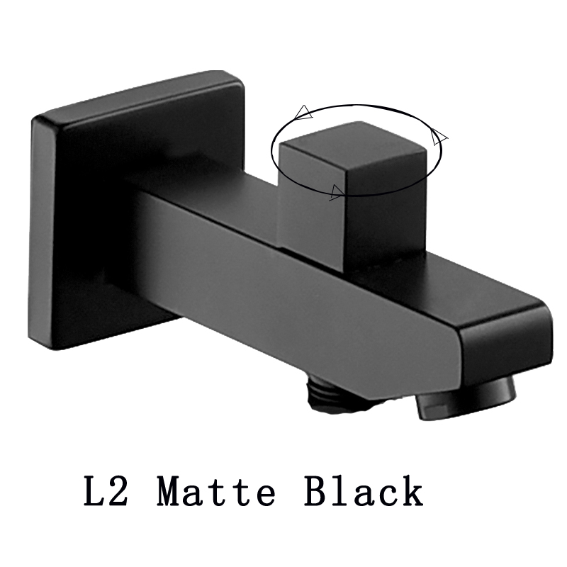 BECOLA – bec de robinet mural en laiton chromé/noir, bec carré et rond, accessoires de robinet de douche cascade: L2-BLACK