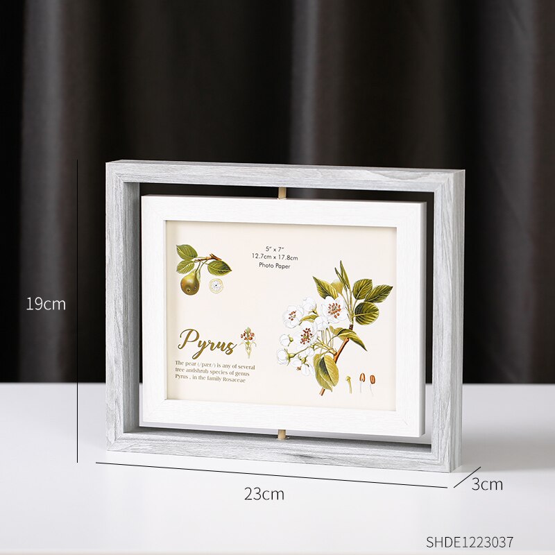6/7 Inch 360 Degree Rotation Photo Frame Wooden Photo Frame Family Portrait Nightstand Desktop Square Picture Frames Home Decor: Light Blue 7 Inch