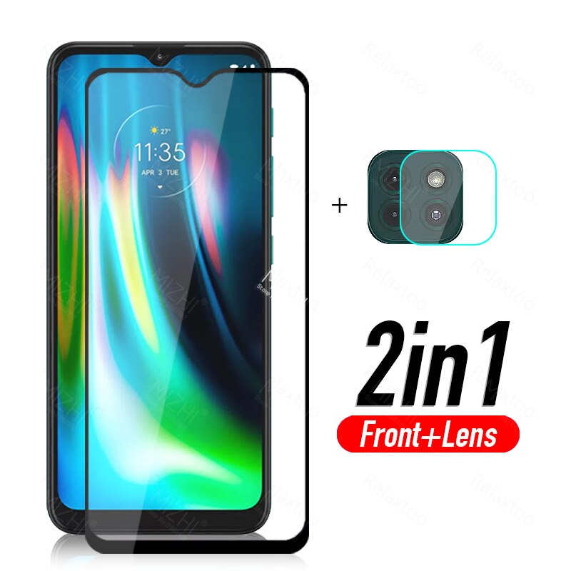 Voor Moto G9 Spelen Glazen 2in1 Camera Lens Protector Voor Motorola Moto G 9 Spelen 9G Motog9 Plus G9play gehard Glas Veiligheid Film: 2 in 1 / for moto g9 play