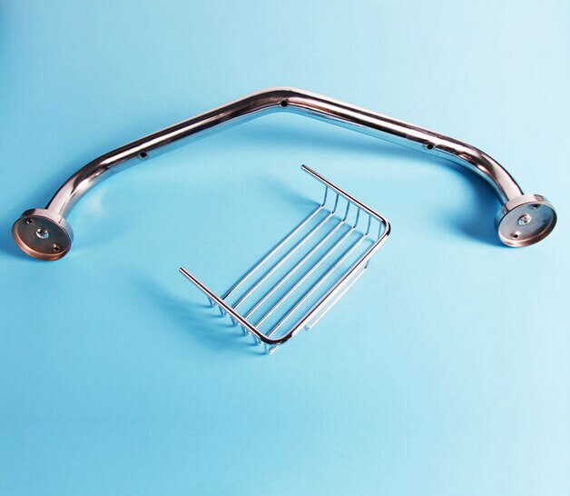 three curved armrest Bathroom grab bars, Solid Stainless steel bathtub