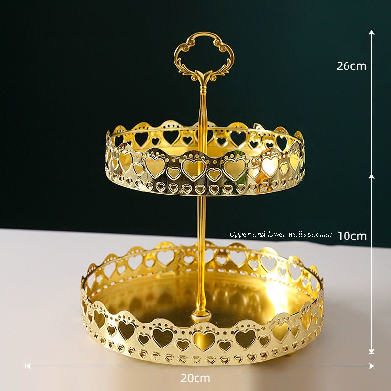 Iron Fruit Tray Double-layer Candy Tray Fruit Basket Tray Home Living Room Snack Fruit Tray Living Room Decoration