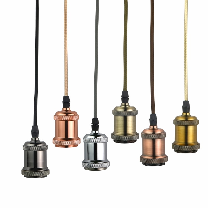 Vintage Hanglampen E27 Lamphouder Socket 110V 220V Schakelaar Schroef Fitting 1 Meter Lamp Bases Retro Edison lamphouder