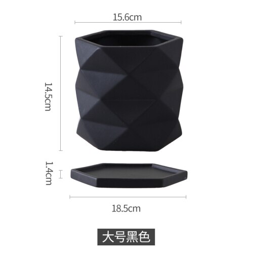 Keramik Blumentopf Geometrische Hexagon Amerikanischen Schreibtisch drinnen und draussen Topf Fleischigen Grünen Dill Rose Topf mit Tablett Heimat Dekor: M