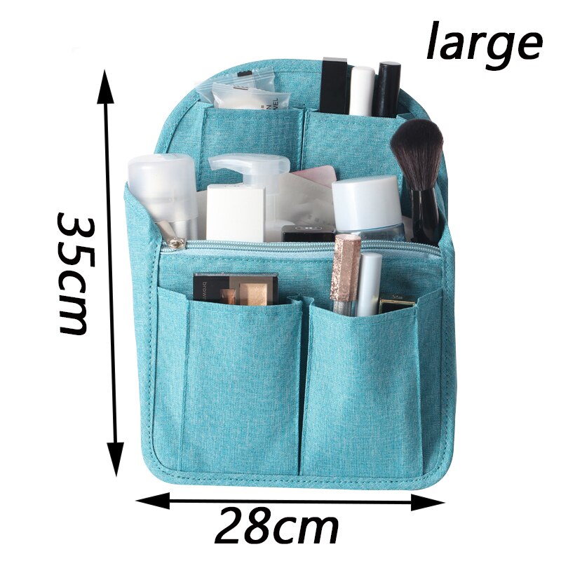 SEREQI-organiseur de sac à dos à insérer, sac à main de voyage, sac à plusieurs poches, sac organisateur de toilette, accessoires de voyage pour hommes et femmes: Large blue