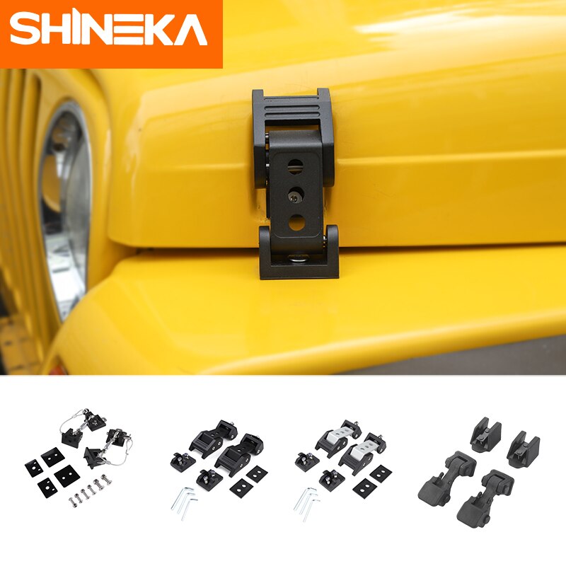 SHINEKA Locks &amp; Hardware For Jeep Wrangler TJ 1997-2006 Black Car Engine Hood Latch Catch Cover For Jeep Wrangler TJ Accessories