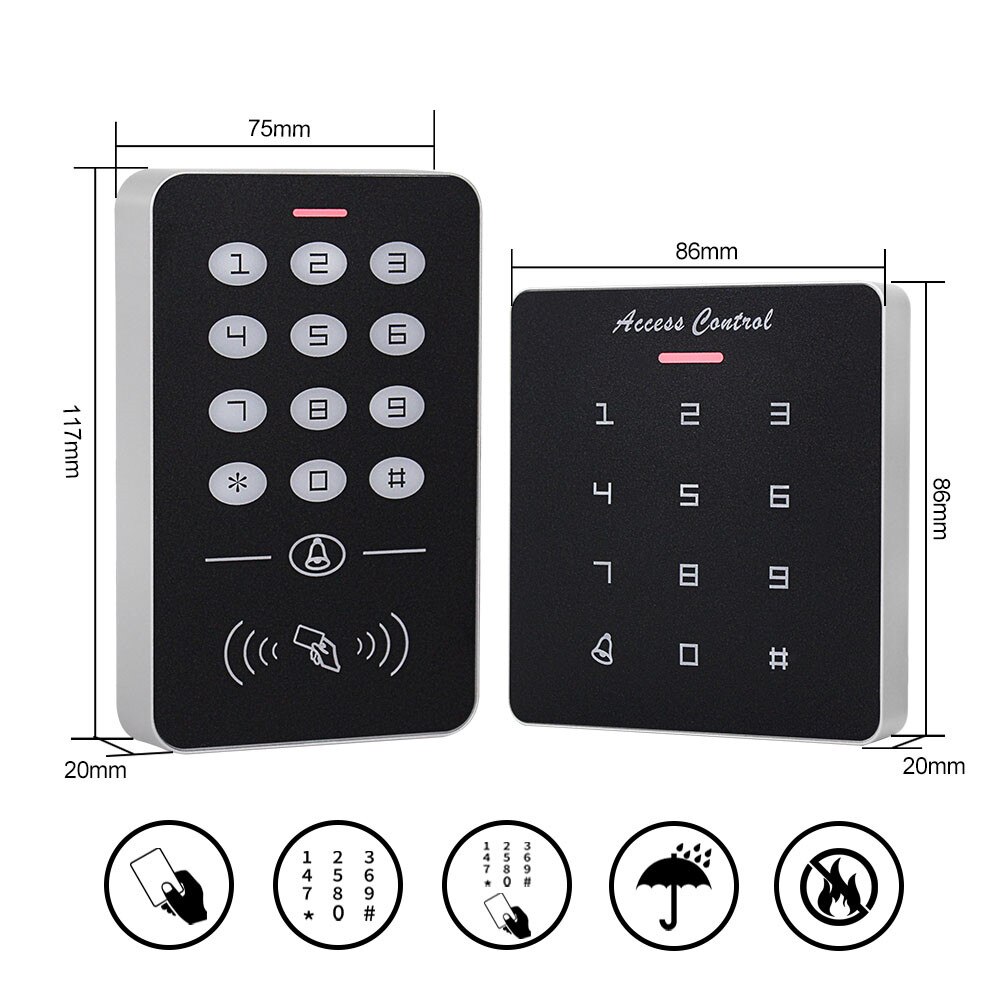 DC12V Electronic Access Control Keypad RFID Card Reader Access Controller with Door Bell Backlight for Door Security Lock System