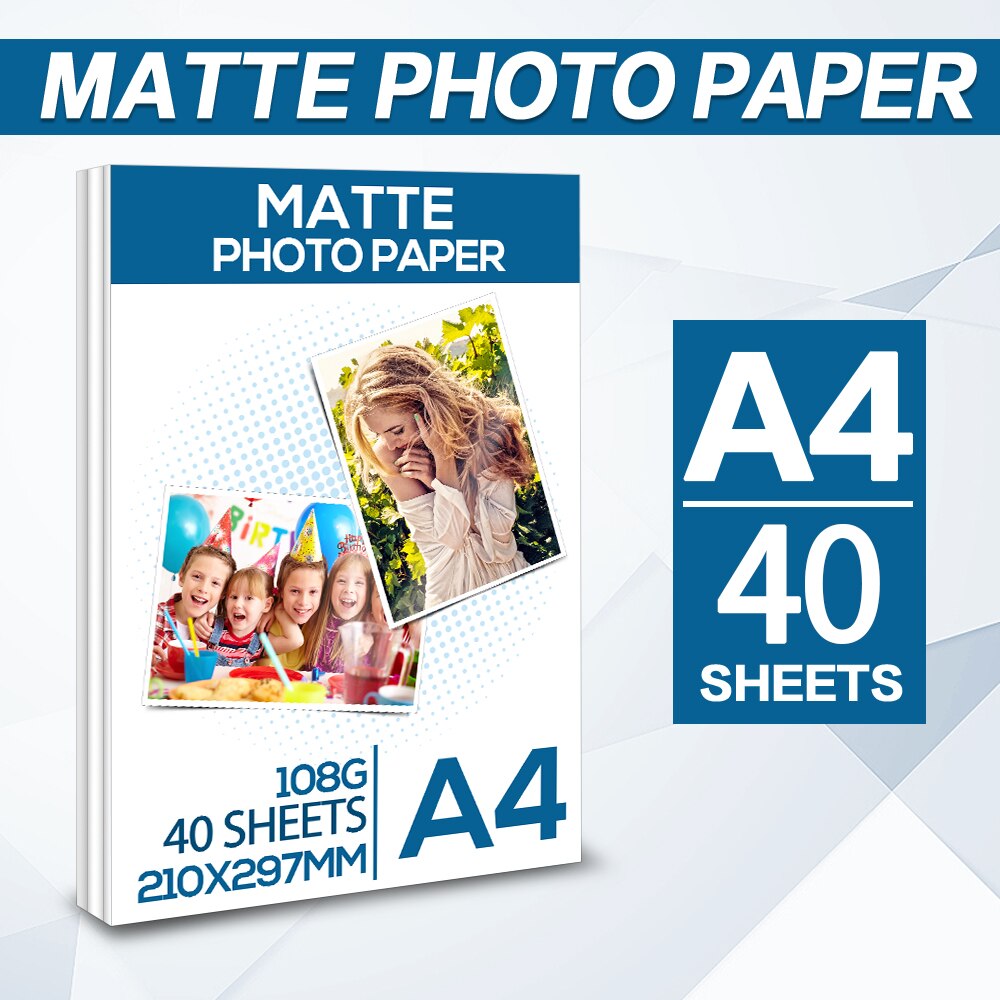 Labelwell 100 Vellen A4 Matte Fotopapier Inkjet Printing Waterdichte Papier Voor Inkjet Printer Diy Familie Foto &#39;S A4 108G papier: 40 Sheets