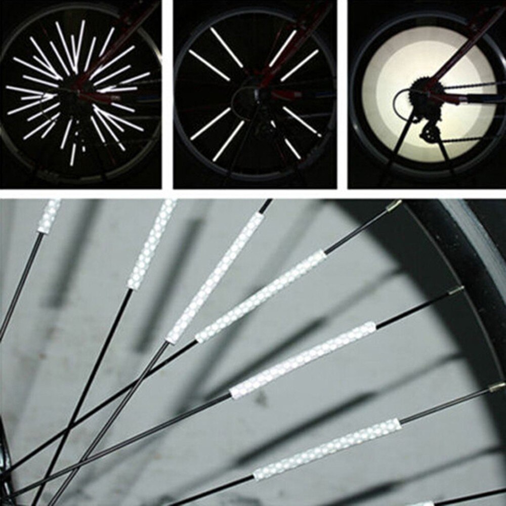 Kleurrijke 12Pcs Reflector Fiets Velg Sprak Strip Bike Mount Waarschuwingslampje Strip Buizen Bike Tire Reflecterende Decoartion