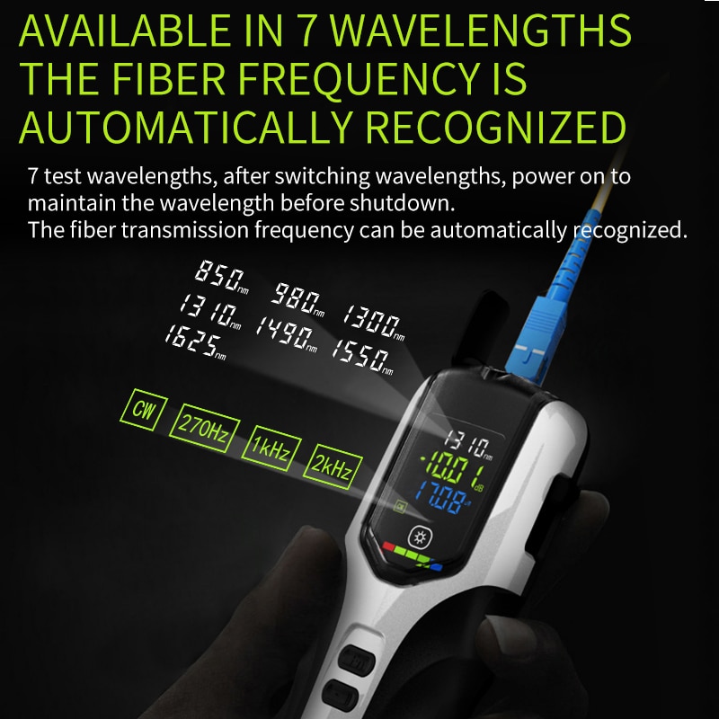 optical power meter High precision Rechargeable G7 Color LCD Screen fiber optic power meter with flash light OPM
