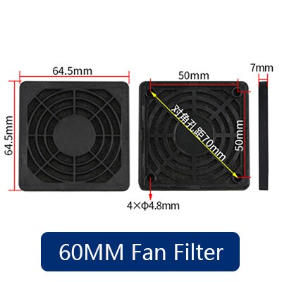 Abs dammtät fläktfilter nylonplatta för pc-datorhölje kylfläktskydd datorventilatorgrill: 60mm
