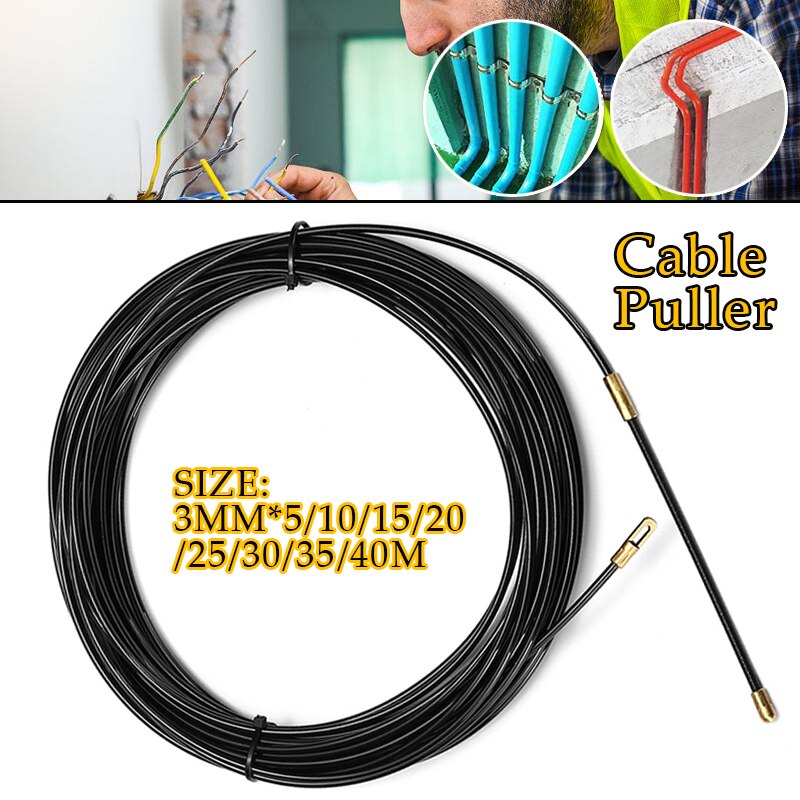 3Mm 5 Meter Naar 40 Meter Black Gids Apparaat Glasvezel Elektrische Kabel Push Trekkers Duct Slang Rodder Vis Tape draad