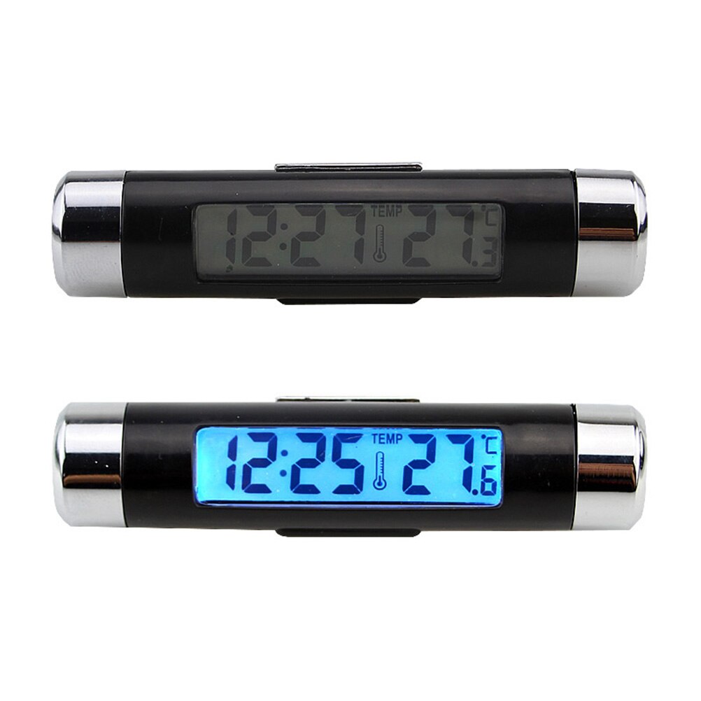 2 In 1 Backlight Mini Electronic Clock With Thermometer Digital LCD Display For Car Air Vent Auto Car Clock Mini Time Clock Clip