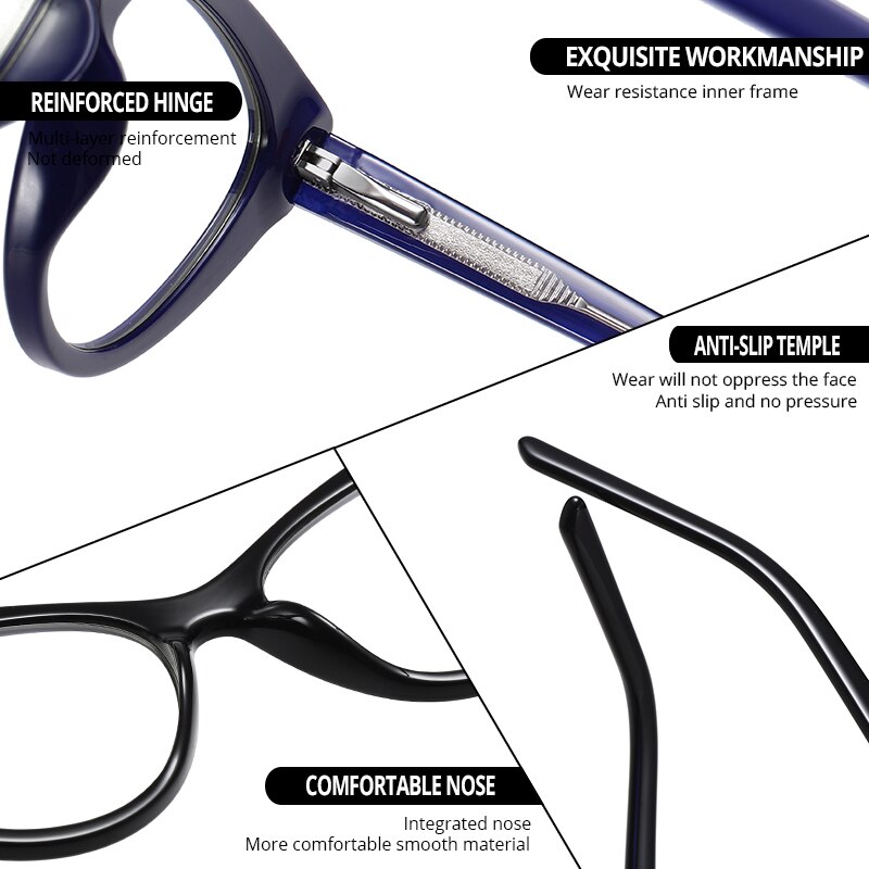 Pro acme cat eye  tr90 fleksibel ramme blåt lys blokerende briller til kvinder anti øjenstamme computer læsebriller  pc1661