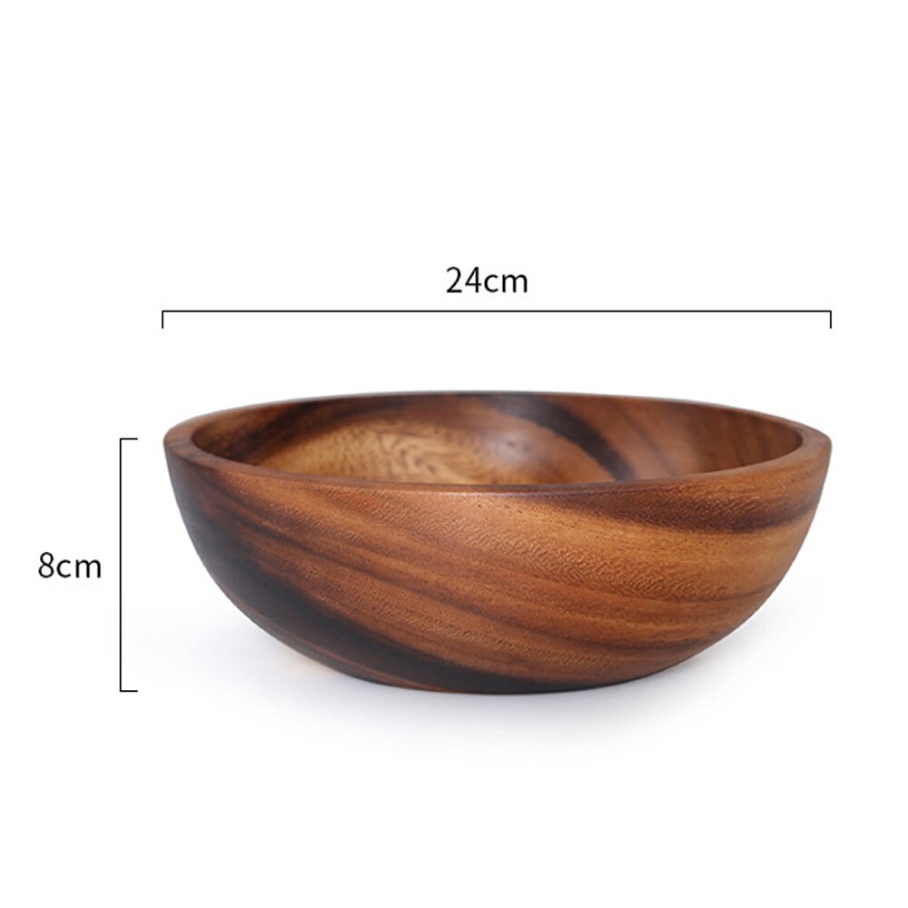 Japanese Style Wooden Bowl Natural Wood Bowl Tableware For Kitchen Item Utensils Good Product Dining food Home Dinnerware: 24cm