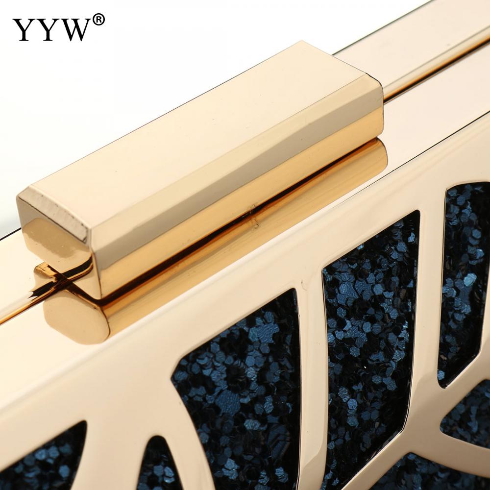 Zink Legierung Kupplung Taschen Für Frauen Abend Tasche Frauen Neue Berühmte Elegante Geometrische Kette Schulter Tasche Kasten Kupplungen