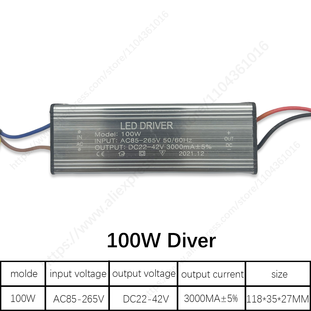 30W 50W 60W 80W 100W bez migotania wodoodporny sterownik doprowadziło stałe napięcie DC24-42V zasilacz AC85-265V transformatory oświetleniowe: Czerwony