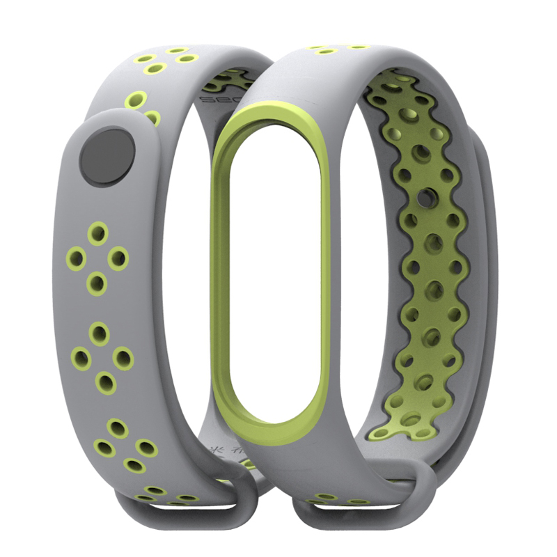 Horloge Band Voor Xiaomi Mi Band 3/4 Horloge Riem Sport Armband Voor Mi Band 3 4 Smart Horloge siliconen Band Voor Mi Band 3 4: Gray Green