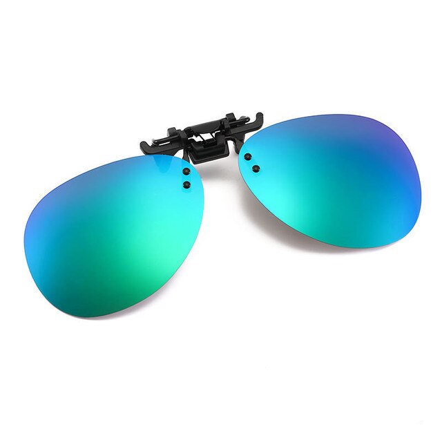 Unisex Polarized Clip On Flap Up Sunglasses UV400 Protection Glasses Men Women Driving Goggle Night Vision Fishing Goggle: Mirror Green