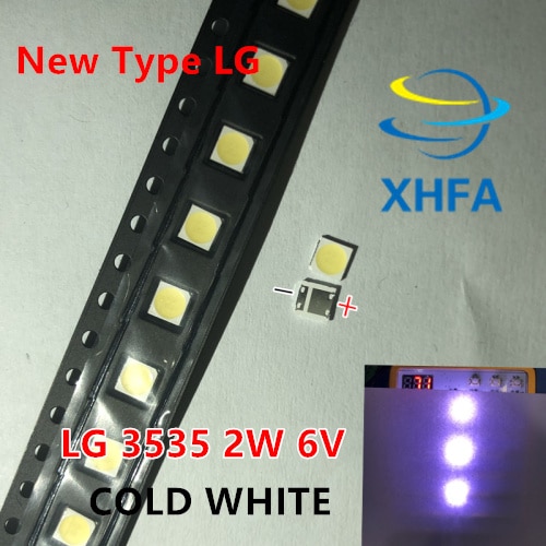 200 unids/lote para LG SMD LED 3535 6V blanco frío 2W para TV/retroiluminación LCD aplicación de TV