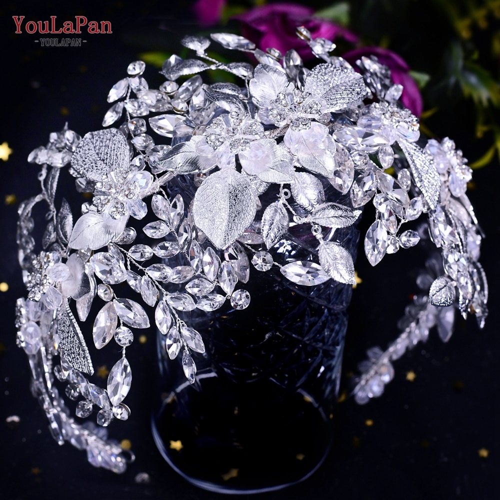 YouLaPan Rhinestone ślubny nakrycie głowy panny młodej kobieta luksusowe akcesoria do włosów opaska na ślubne nakrycia głowy ślubna tiara HP409: Platerowane w kolorze black gun