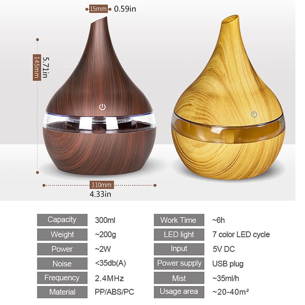 Ultraljud luftfuktare usb elektrisk arom diffusor eterisk olja aromaterapi maskin cool dim luftfuktare
